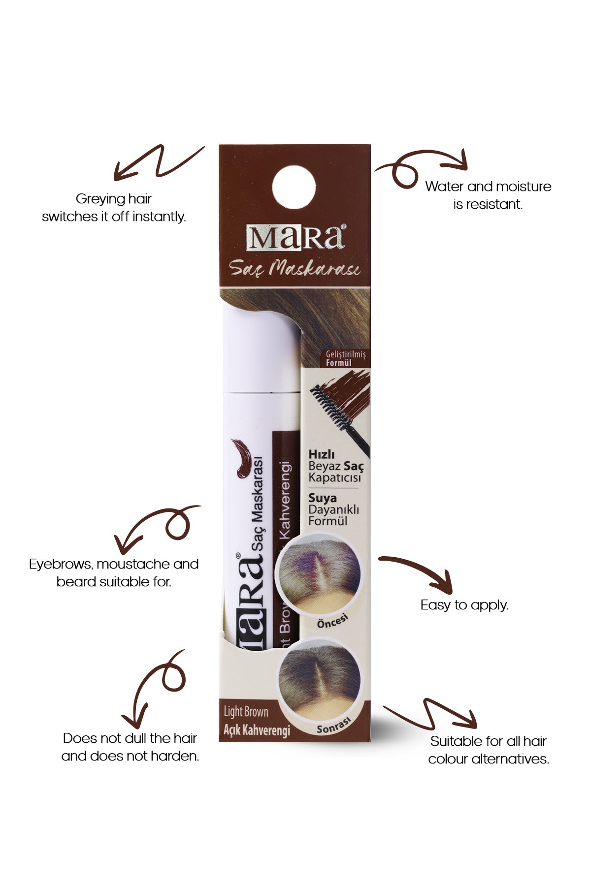Wemara Quick White Hair Concealer (Light Brown) - 6ML - Grey Coverage & Instant Touch-Up