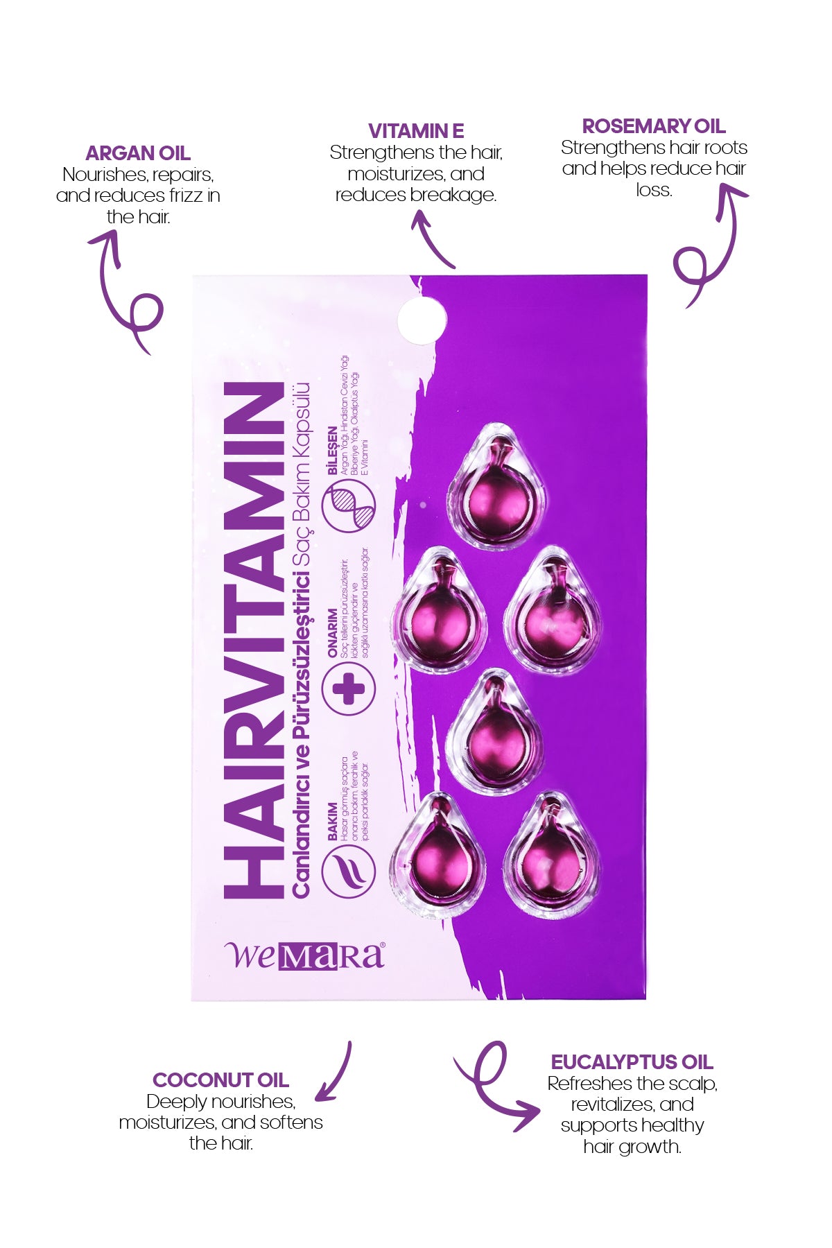 Wemara Revitalizing & Smoothing Hair Care Capsules - Pack Of 6 - Revitalizing & Softening