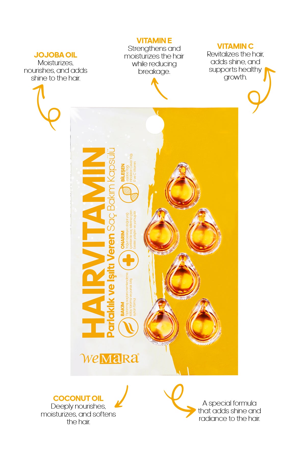 Wemara Shine & Radiance Enhancing Hair Care Capsules - 14ML - Shine & Smoothness