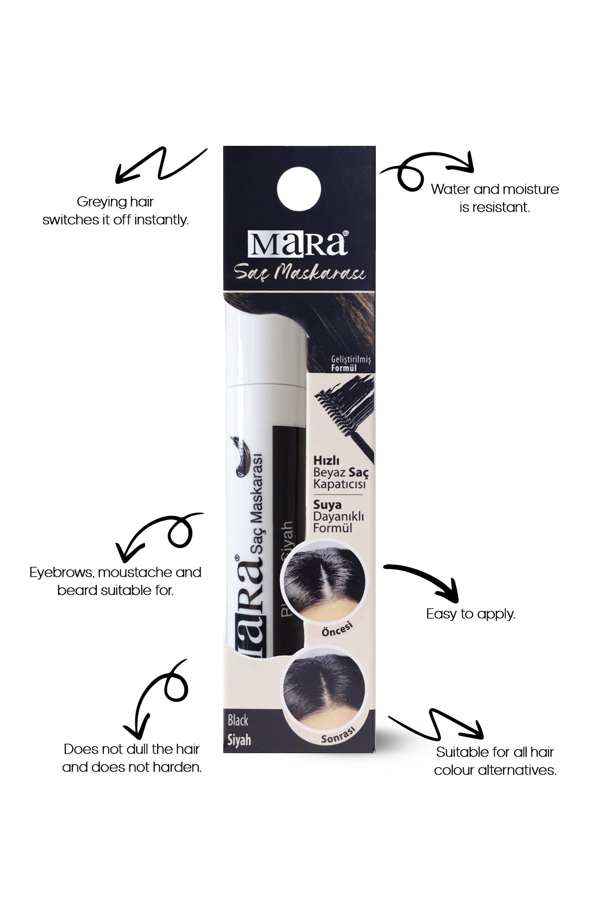 Wemara Quick White Hair Concealer (Black) - 6ML - Grey Coverage & Instant Touch-Up